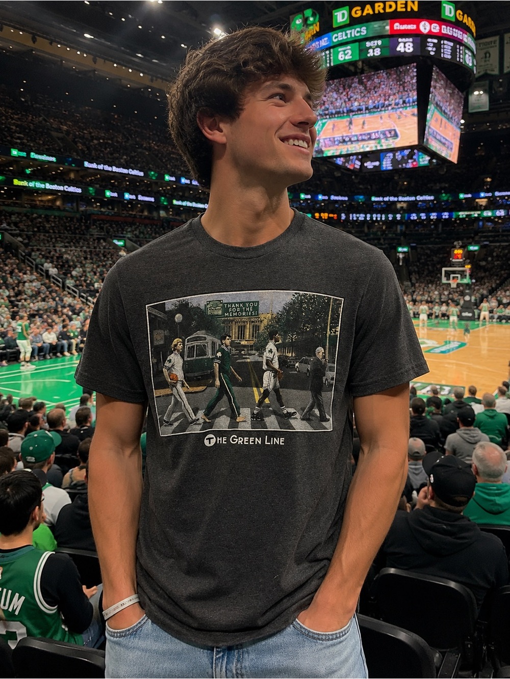 Charcoal 'The Green Line' Short Sleeve Graphic Tee